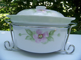 Vintage WCL Decorative Stoneware Serving Crock Pot With Lid - £36.82 GBP