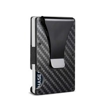 Minimalist Slim Money Clip Carbon Fiber RFID Blocking Card Holder Metal Wallet - £6.44 GBP