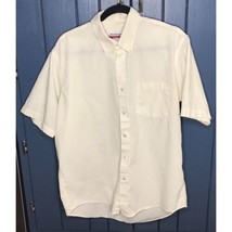 Vintage Mens Manhattan Pale Yellow And White Striped Shirt Size 17 L XL ... - $14.85