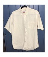 Vintage Mens Manhattan Pale Yellow And White Striped Shirt Size 17 L XL ... - £11.67 GBP