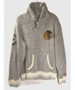 Chicago Blackhawks NHL Hockey Club Gray 90s Pullover Sewn Logo Fleece Ap... - $27.09