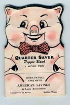 American Savings &amp; Loan Quarter Saver Paper Piggie Bank Dallas Texas 1954 - £18.74 GBP