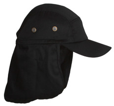 Foreign Legion Flap Cap Hat Black Sun Protector Camping Hunting Fishing - $12.16