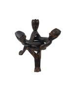 VTG African Wood Hand Carved 3-Man Unity Sculpture Interlock Tribal Art ... - $648.51 MXN