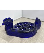 Vintage Antique Cobalt Blue Depression Glass Nesting Chicken Egg Holder - $551.09 MXN