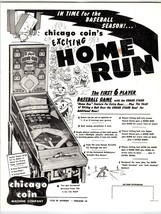 6 Player Home Run Pinball FLYER Chicago Coin Original 1954 Baseball Arcade Game - £55.91 GBP
