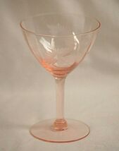 Old Vintage Etched Floral Pink Depression Glass Champagne Wine Stemmed U... - $16.82