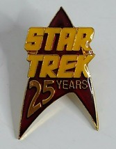 Vintage STAR TREK 1991 25 Years Red Insignia Yellow Souvenir Lapel Hat Pin - £6.25 GBP