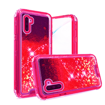 For Samsung Note 10 Clear Liquid Glitter Quicksand Case Cover HOT PINK - £4.67 GBP