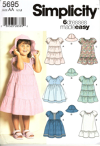 Simplicity 5695 Toddler Girls 1 to 2 Dress Uncut Sewing Pattern New - $9.46