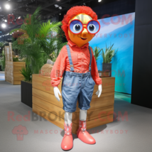 Red Clown Fish mascot costume character dressed with a Denim Shorts and Sunglass - £896.26 GBP