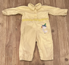 Vintage Yellow Infant girls corduroy jumpsuit Size 24m duck easter - $30.00