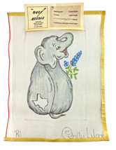 Busy Needle Cross Stitch Canvas Elephant State of Texas Bluebonnet Rally... - $29.69