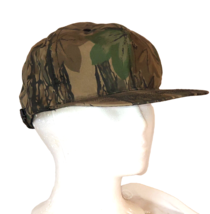 Duck Bay Trucker Hat Tree Bark Camouflage Zip Back Hunting Cap Vintage 80s - $22.06