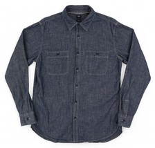 Uniqlo Chambray Shirt Mens Large Slim Blue Work Shirt Utility Classic Bu... - £25.55 GBP