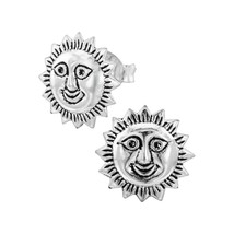 Smiling Sun 925 Sterling Silver Stud Earrings - £11.02 GBP