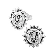 Smiling Sun 925 Sterling Silver Stud Earrings - £11.29 GBP