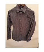 Apt 9 Men Clothing Striped medium black striped long sleeve button up sh... - $12.93 CAD