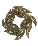 Estate Solid 14K Gold Brooch W/ Diamonds Vintage Wreath Leaf Art Deco St... - £735.23 GBP