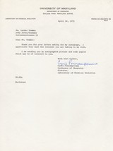 Cyril Ponnamperuma NASA Scientist 1972 TLS Hand Signed Letter - £51.10 GBP