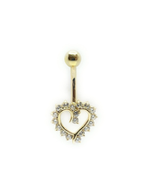 ADIRFINE 14K Solid Gold Banana Bar Heart Belly Button Ring - $151.19