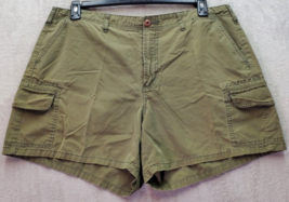Venezia Cargo Shorts Women Size 16 Green 100% Cotton Flate Front Mid Rise Pocket - £14.41 GBP