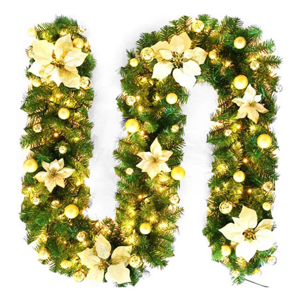 Christmas Hanging Gar Decoration Rattan Durable with LED Light Xmas Tree Wreath  - £120.21 GBP