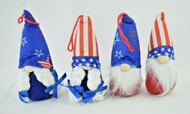 Americana Stuffed Plush 5&quot; Gnome Set of 4 Hanging Decorations New - £8.76 GBP