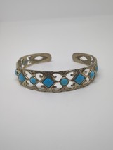 FD Sterling Silver 925 Turquoise Cuff Bracelet 6.5&quot; - £31.33 GBP