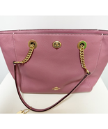 COACH Turnlock Chain Link Tote Shoulder Bag Pink Mauve Rose Pebble Leather - $133.65