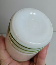 Pepper Shaker Barrel Shaped Milk Glass White with Green Stripes VTG image 4