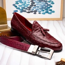 Domenico Genuine Exotic Ostrich Belt Wine image 4