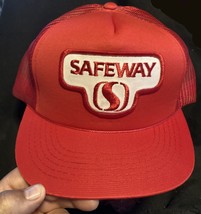  Safeway Grocery Logo Red Baseball Trucker Hat Snapback Mesh Foam Pad PET RESCUE - £12.93 GBP