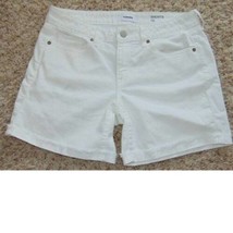 Womens Shorts Jean Sonoma White Denim Cuffed Frayed Hem Casual-size 10 - £17.36 GBP