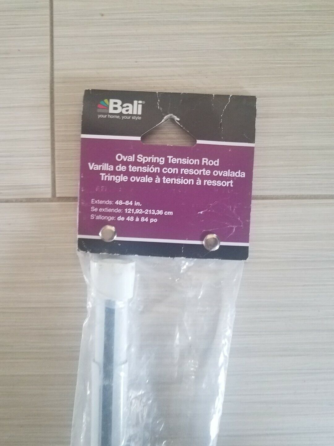 Bali Oval Spring White Tension Curtain Rod 48-84" - $44.43