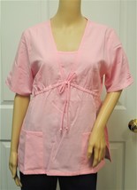 Los Angeles Rose Pink Scrub Top w/ Drawstring Front Small NWT - £19.54 GBP