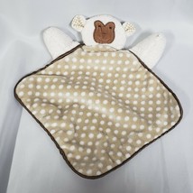 Cream Brown White Monkey Security Blanket Lovey Satin Polka Dot Minky Sherpa - £63.28 GBP