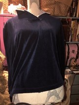 ST.JOHN SPORT by Marie Gray Charming Navy Blue Velvet Blouse Size P - £20.24 GBP