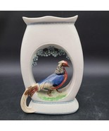 Vintage Peek A Boo Vase Hand Painted Bird Flowers Blue Black Gray Art No... - $566.32 MXN