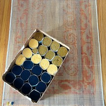 Vintage Shillcraft Latch Hook Rug Kit Teal Blue/Gold 6 Ply Wool + Hook 5... - $213.70