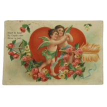 Vintage Valentines Day Postcard Cupids in Heart w Arrow Embossed 1910-19... - £7.77 GBP