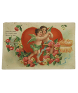 Vintage Valentines Day Postcard Cupids in Heart w Arrow Embossed 1910-19... - $9.88