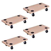 4PCS 440lbs Platform Dolly Rectangle Wood Utility Cart with 4 Heavy Duty Wheels - £132.93 GBP