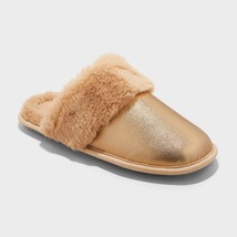 Auden Rae Metallic Scuff Slippers LARGE 9/10 Indoor/Outdoor Faux Fur Lin... - $17.99