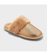 Auden Rae Metallic Scuff Slippers LARGE 9/10 Indoor/Outdoor Faux Fur Lin... - $333.97 MXN