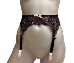 L&#39;agent By Agent Provocateur Femmes Jarretelle Dentelle Noir Rose Taille Xs - £56.83 GBP