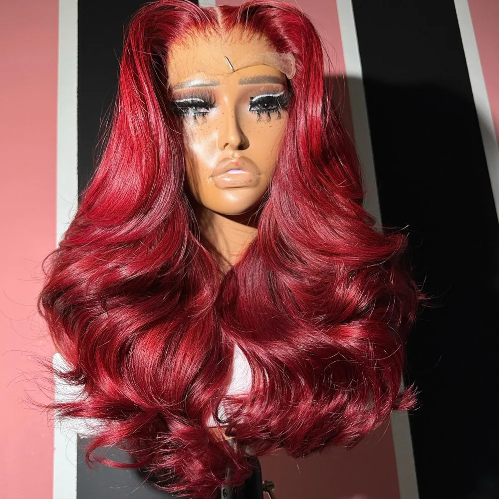 Body Wave Wig 99j Burgundy Lace Front Wig 13x4 13x6 Hd Lace Frontal Wig Color - £88.16 GBP+