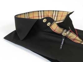 Men's AXXESS Turkey Sports Dress Shirt 100% Soft Cotton High Collar 923-04 Black image 8