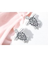 S925 Vintage Carved Turtle Back Sea Turtle Stud Earrings Hypoallergenic - $291.43 MXN