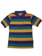 Adult XXL 2X Mardi Gras Stripe Purple Green Gold Knit SS Shirt - £22.94 GBP